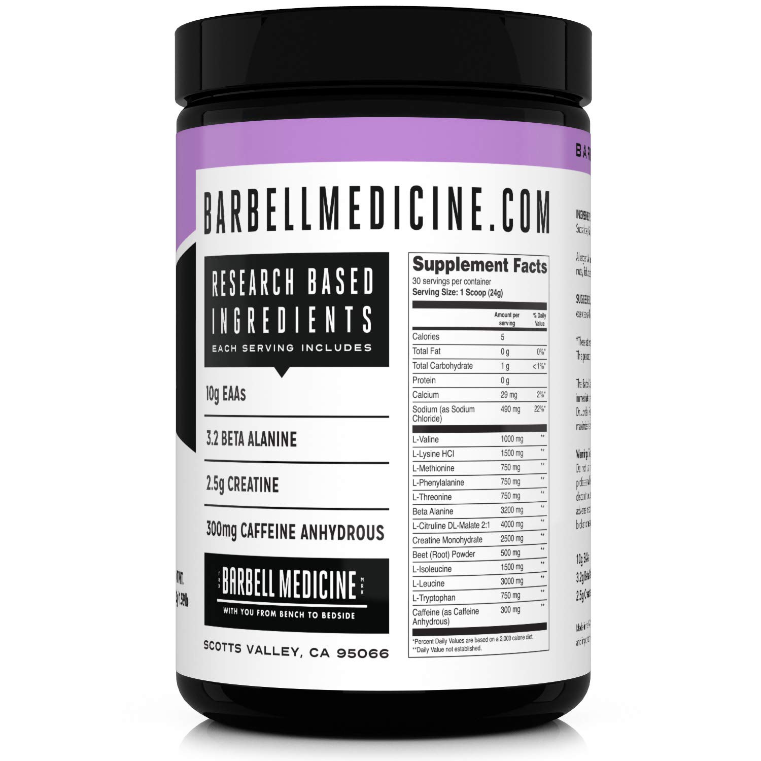 Barbell Medicine, PeriRx Post & PreWorkout Powder with Caffeine, BCAA