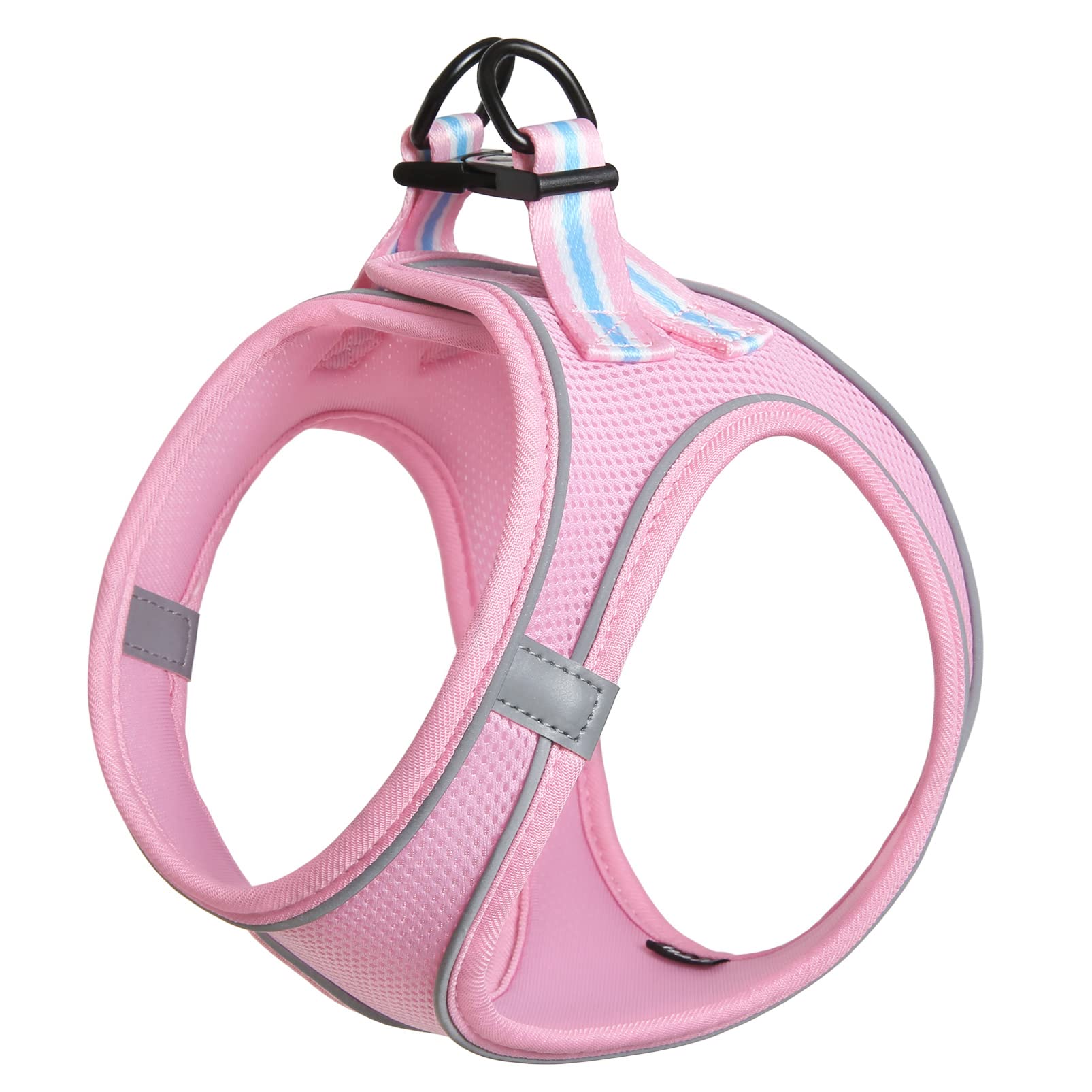 HEELE Dog Harness Small Dog Puppies Step-in Harness Soft Mesh Anti-Escape, Reflective Loop Harness Lightweight Comfortable for Training Walking Running, Pink, XS