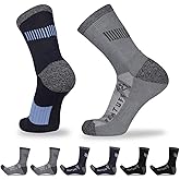 Heatuff Men's 6 Pack Hiking Crew Socks Athletic Cushion Outdoor Trekking Sock Reinforced Heel and Toe