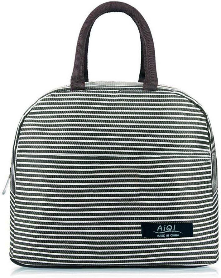 QLONG Lunch Bag, Foldable Insulated Lunch Bag Picnic Cool Bag Lunch Box Bag Students,Office,Picnic Tote Cooler Travel Organizer for Women Girl Men Adults Kids (Black)