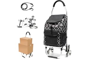 Folding Shopping Cart,Stair Climbing Cart with Removable Waterproof Canvas Bag,Loading Grocery Cart- 110 lbs Climbing Grocery