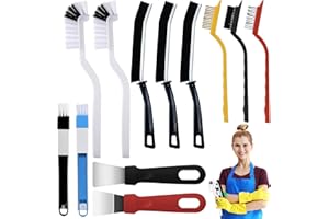 Hard Bristle Crevice Cleaning Brush Set, 12 Piece Deep Cleaning Brushes for Kitchen, Bathroom, Corner, Grout, Sink, Cup, Teap