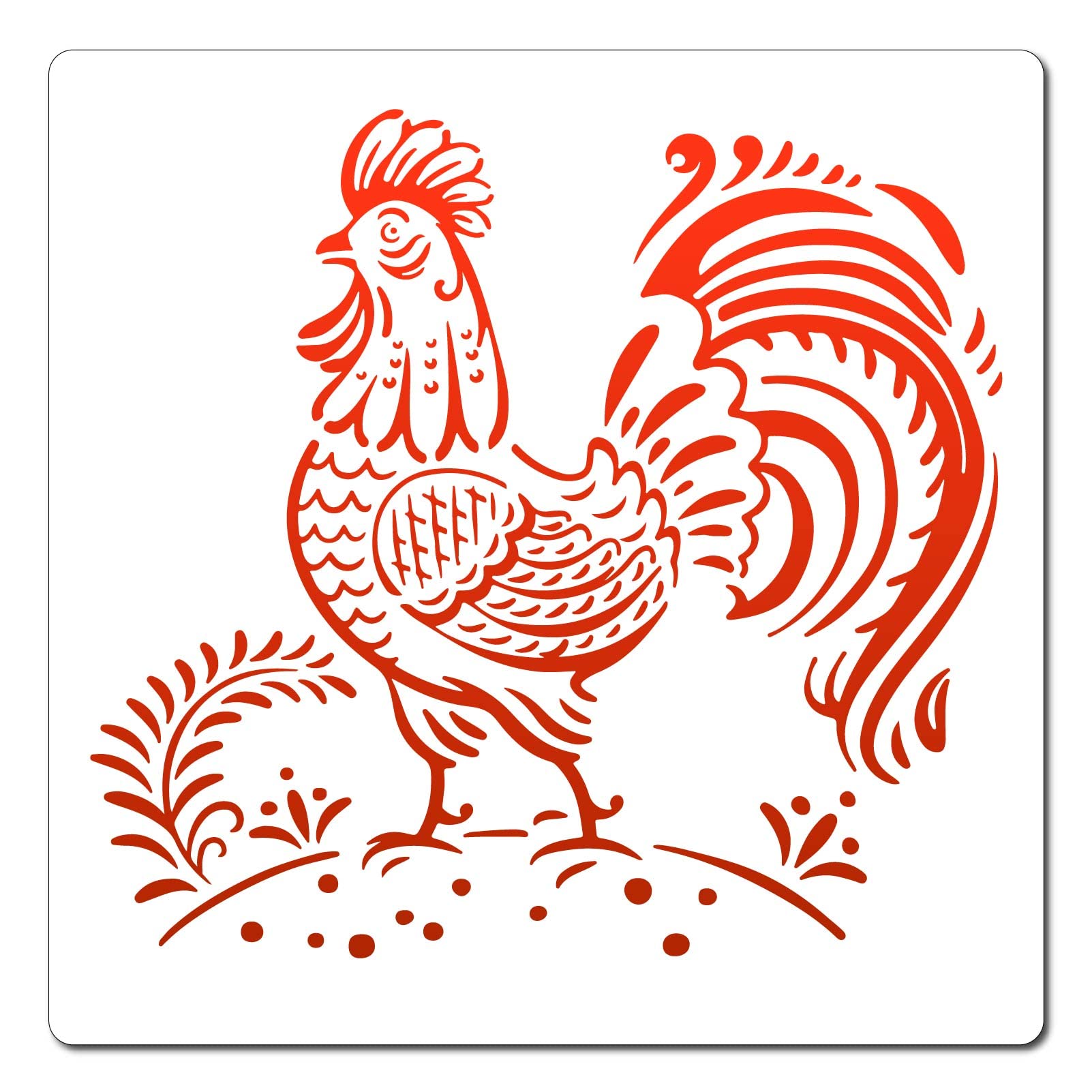 GORGECRAFT 9.9"X9.9"Rooster Stencil Chicken Bird Templates Mandala Farm Animal Plastic Drawing Painting Stencil Celtic Pattern Design Templates for Painting on Wall Canvas Crafts DIY Home Decor