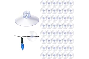 Sieral 50 Pieces Christmas Light Suction Cups Hooks for Glass Window Christmas Mini Suction Cup Clips Light String Heavy Duty Hooks Holder Plastic Shower Caddy Connectors for Xmas Kitchen Bathroom