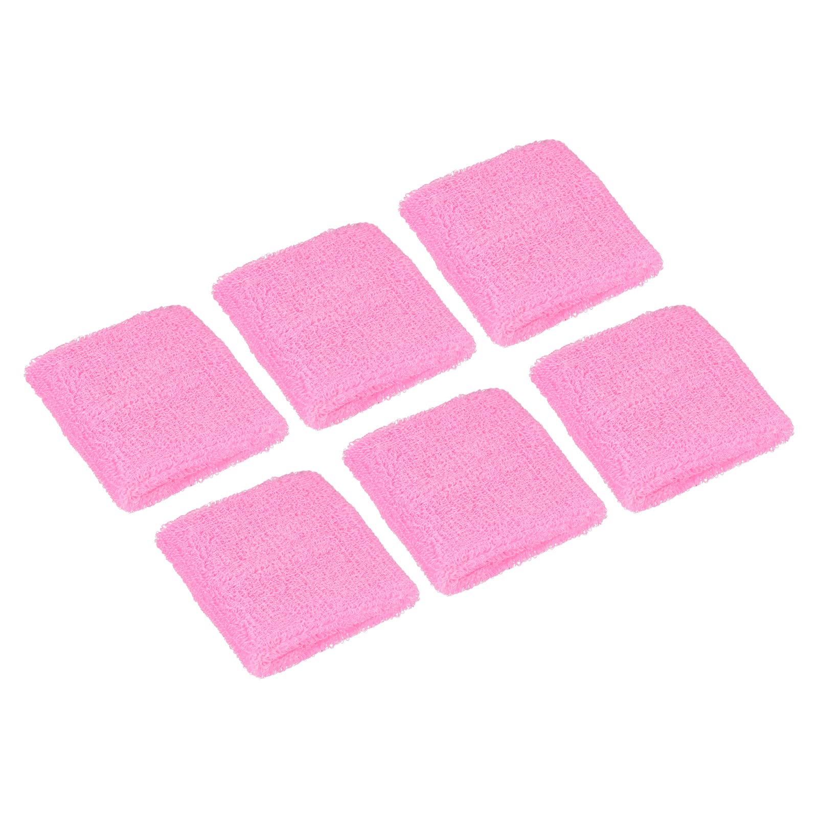 PATIKIL Sports Wristbands 8x8cm, 6 Pack Cotton Terry Cloth Absorbent Sweatband for Tennis Basketball Working Out Athletic Running, Pink