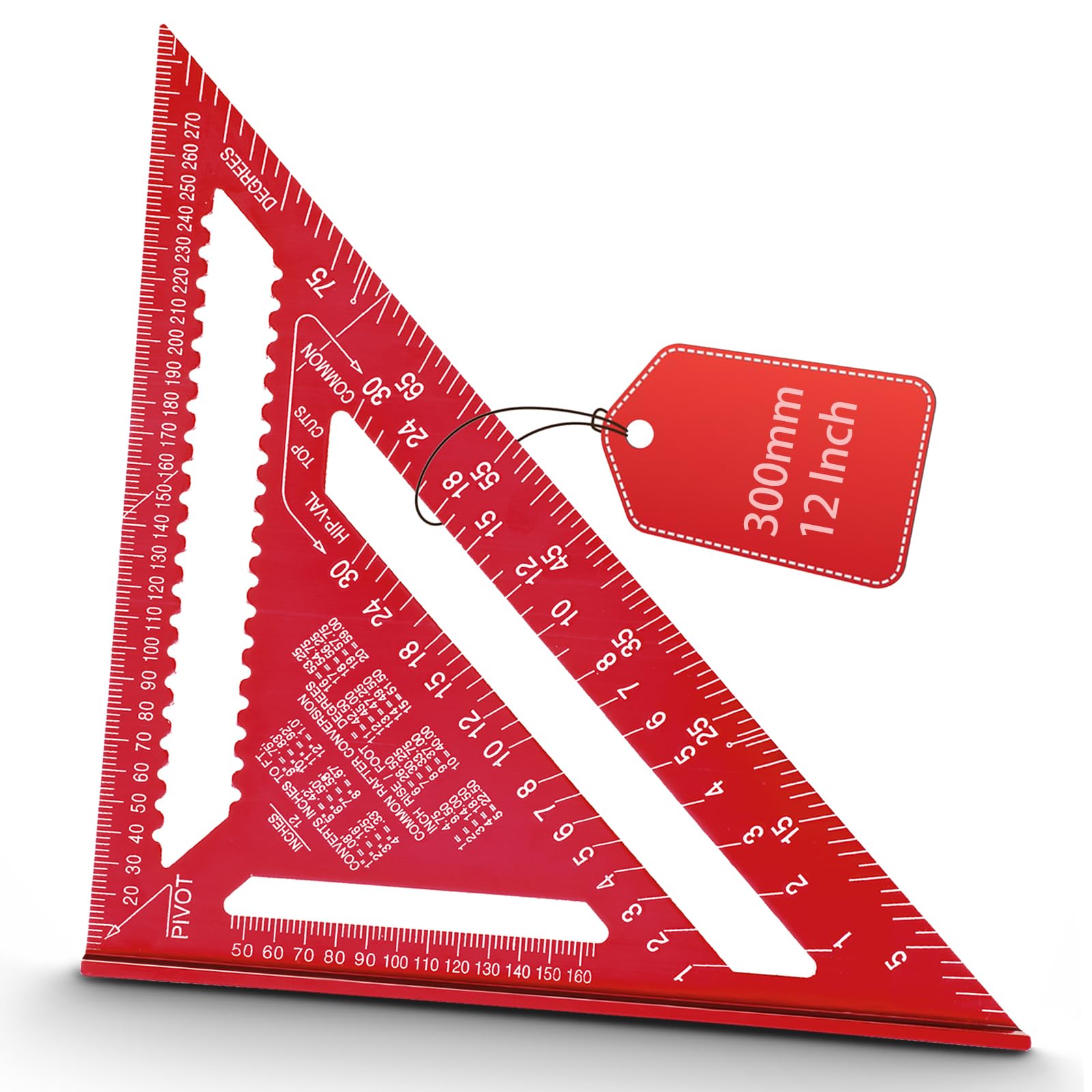 12 Inch/300mm Aluminum Alloy Triangle Ruler, Woodworking Speed Square Metric, Carpenters Square for Angle Measuring Marking