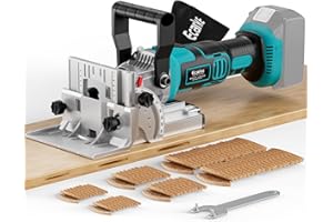 Ecarke Cordless Biscuit Joiner Compatible with Makita 18V Battery,Plate Joiner Kit with 80 wafers & Dust Bag, 11000RPM, 0-90° Cutting, 6 Depth Settings, for Woodworking & Furniture Making-Tool Only