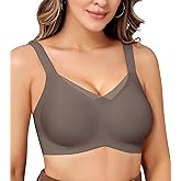 HEPOE Wireless Bras for Women,Push Up Comfort Everyday Bra, Full Coverage V Mesh Seamless Bralette—X-Large Grey