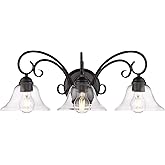 Golden Lighting Homestead 3 Light Bath Vanity in Black with Clear Glass