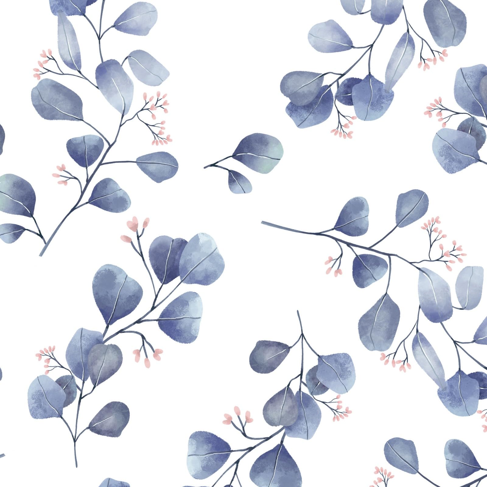 VOLEAAR Boho Floral Botanical Contact Paper - Blue Leaf Design 44.5cm x 1000cm
