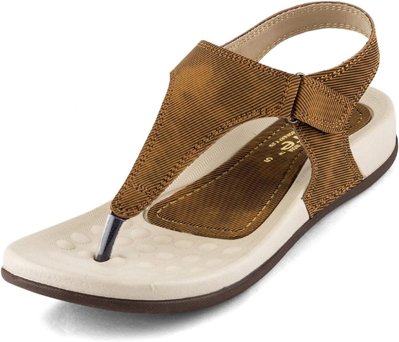 Women's Lightbrown Leather Flip-Flops-8 UK/India (41 EU) (01BrownPF01_8)