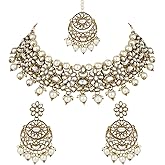 I Jewels Gold Plated Unique Design Multi layer Statement Handmade Choker Necklace Jewellery & Jhumka Earring Set For Women