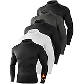 Dalavch 5 Pack Thermal Compression Shirts for Men Mock Turtleneck Long Sleeve Running Undershirt Base Layer Tops for Winter
