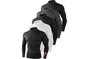 Dalavch 5 Pack Thermal Compression Shirts for Men Mock Turtleneck Long Sleeve Running Undershirt Base Layer Tops for Winter