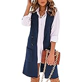 Danedvi Women Open Front Lapel Collar Cardigan Vest Button Down Long Sweaters Cardigan Solid Outerwear Coats