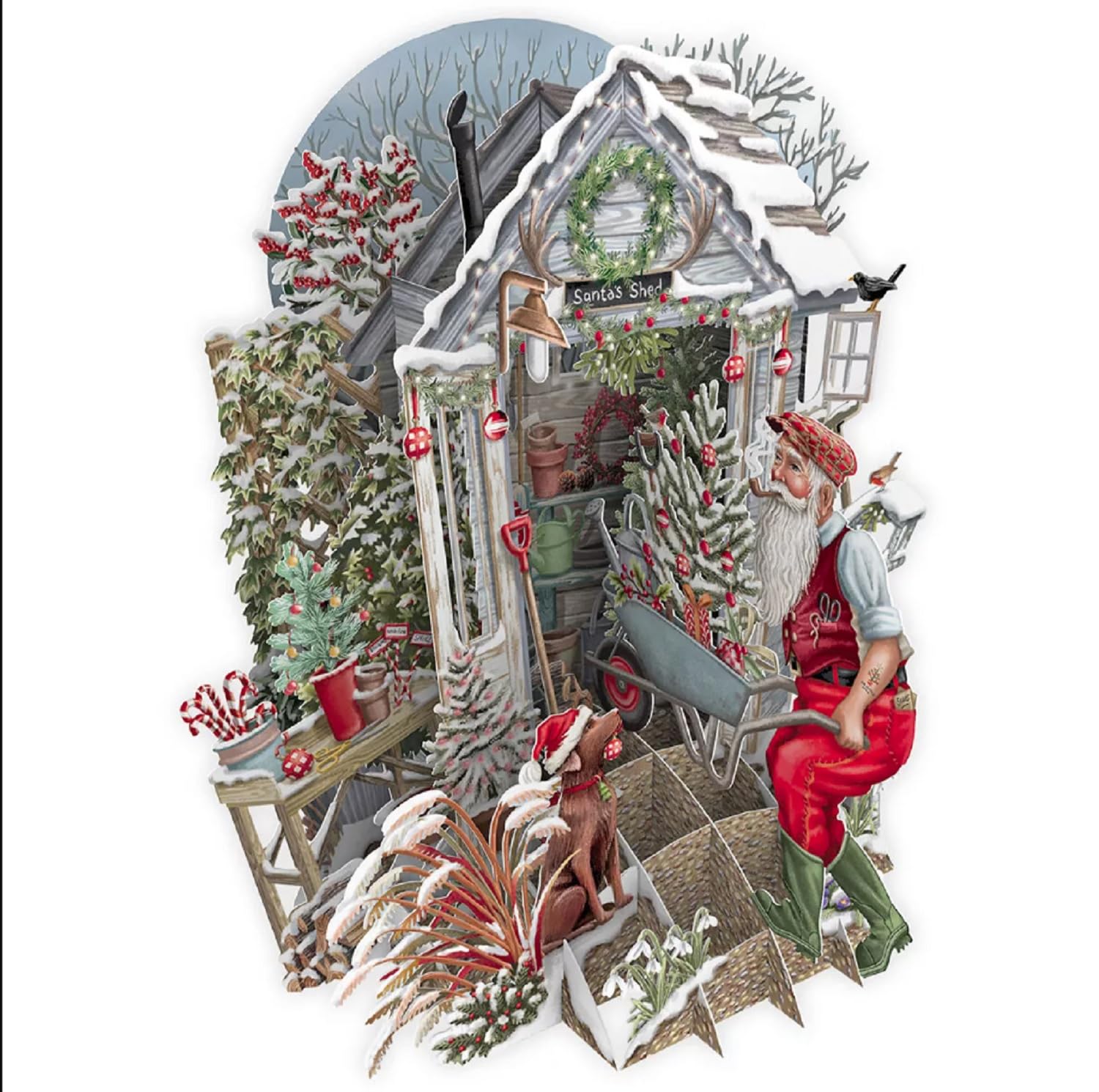 Paper D'Art Top of the World 3D Pop Up Christmas Season Greeting Card - Santa's Shed - XTW027