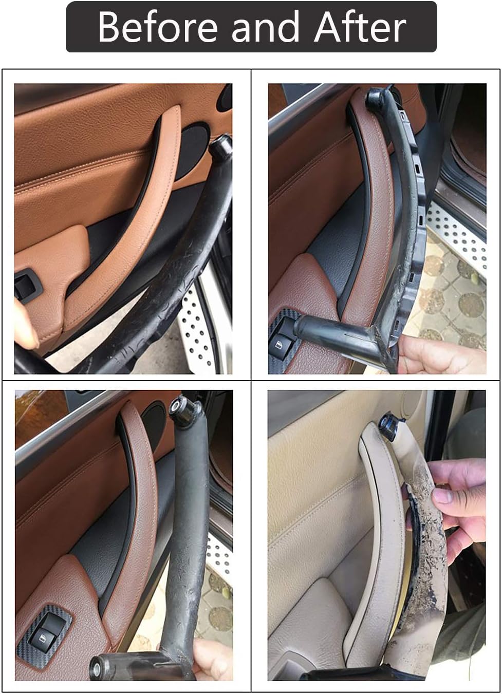 TTCR-II Door Pull Handle Compatible with BMW X5 E70 2008-2013,Compatible with BMW X6 E71/E72 2008-2014,Left Front/Left Rear Interior Passenger Door Handle Trim(Leather Cover NOT Included) - Image 4