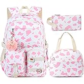 Hidds Backpack for Girls 3 PCS College School Backpacks Kids Bookbag Set with Lunch Box School Bag Daypack Teens Women