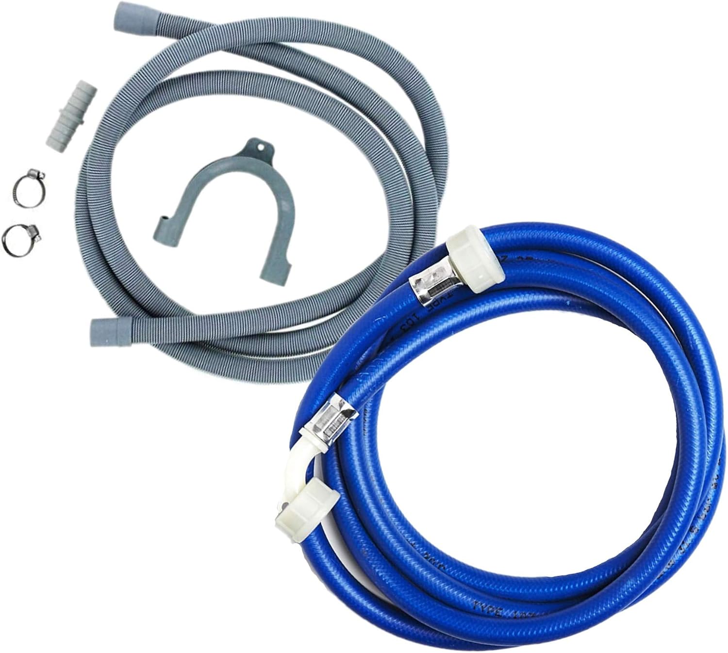 UTIZ Universal Cold Water Fill Long 2.5m Inlet Pipe + 2.5m Drain Hose Extension Kit, Blue, 2.5 meters