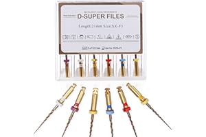 4E 4E'S USA 21mm SX-F3 Assorted Rotary Files, Engine Rotary Files for Root Canal Treatment, Pack of 6 (Shaping Files & Finishing Files)