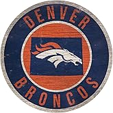 Fan Creations Denver Broncos Wood Sign 12 Inch Round State Design
