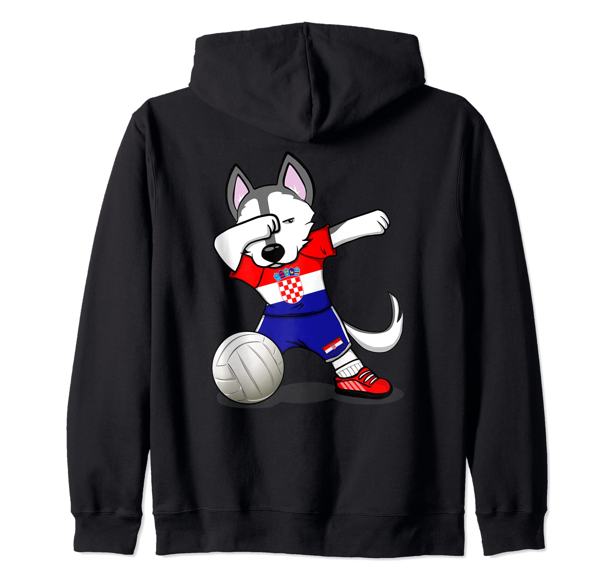 Dabbing Husky Croatia Volleyball Fans Jersey Croatian Flag Zip Hoodie