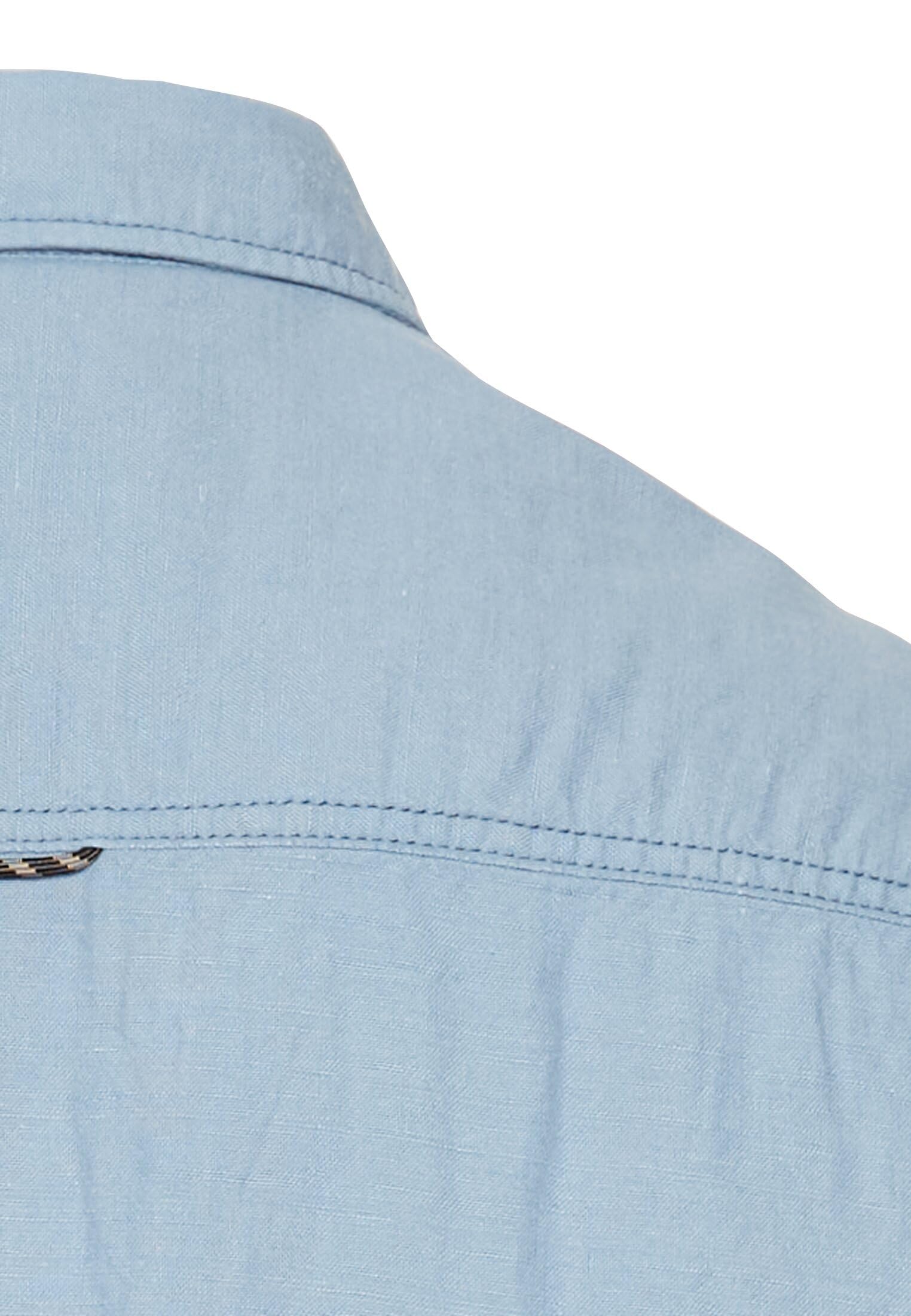 camel active Herren Kurzarmhemd aus einem Baumwoll-Leinenmix Hellblau, Menswear-S 9