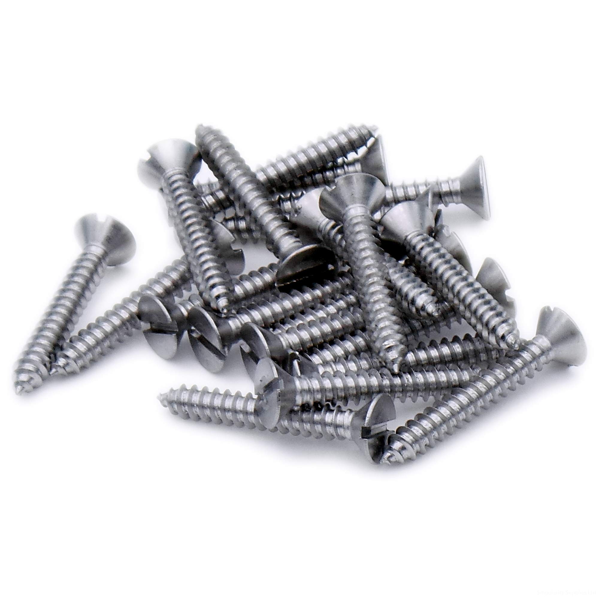 No.6 x 1 (3.5mm x 25mm) Slot Countersunk Self-Tapping Screw - Stainless Steel (A2) (Pack of 20)