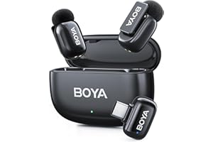 BOYA Mini 2 Wireless Lavalier Microphone for iPhone 15/16/17 Android, with AI Noise Cancellation, App Control, 30H Battery, U