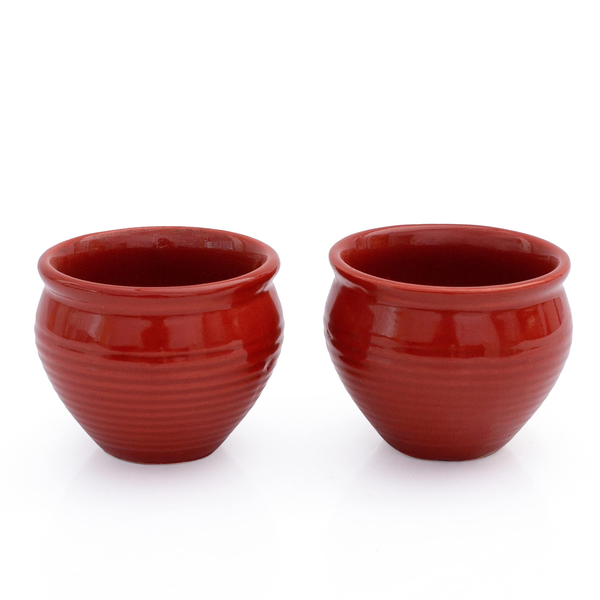 Photo 1 of Handmade Kulhar Kulhad Chai Tea Coffee Mug Cup Cantaritos Set of 2 Glazed Earthenware Glossy Finish Clay Terracotta Artisanal Studio Pottery Mud Brown Food Safe Natural Rustic Eco-Friendly