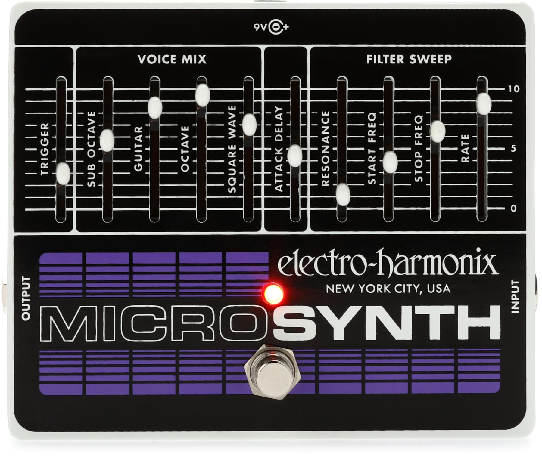 Electro Harmonix Micro Synthesizer Pedal for Electric Guitar, Silver