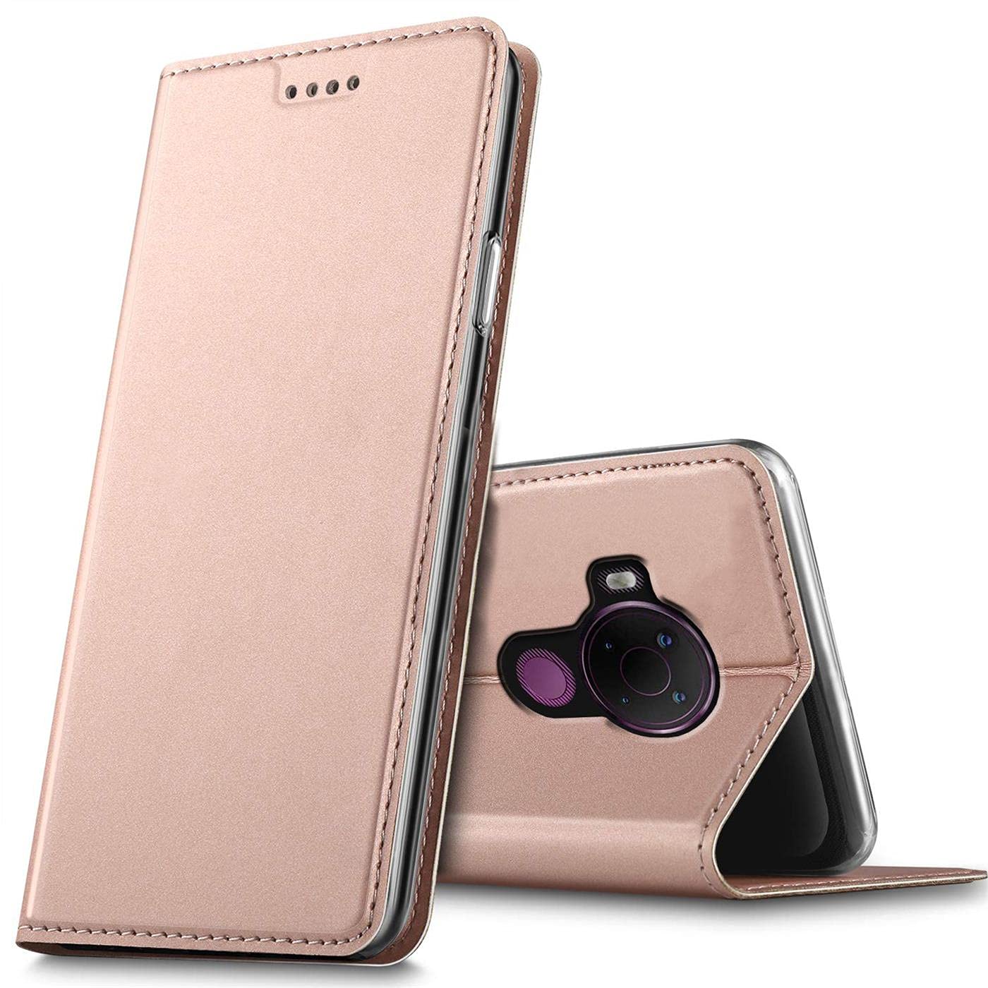 Verco Case compatible with Nokia 5.4, Flip Wallet Cover with Magnetic Closure for Nokia 5.4 Phone Case - rose gold
