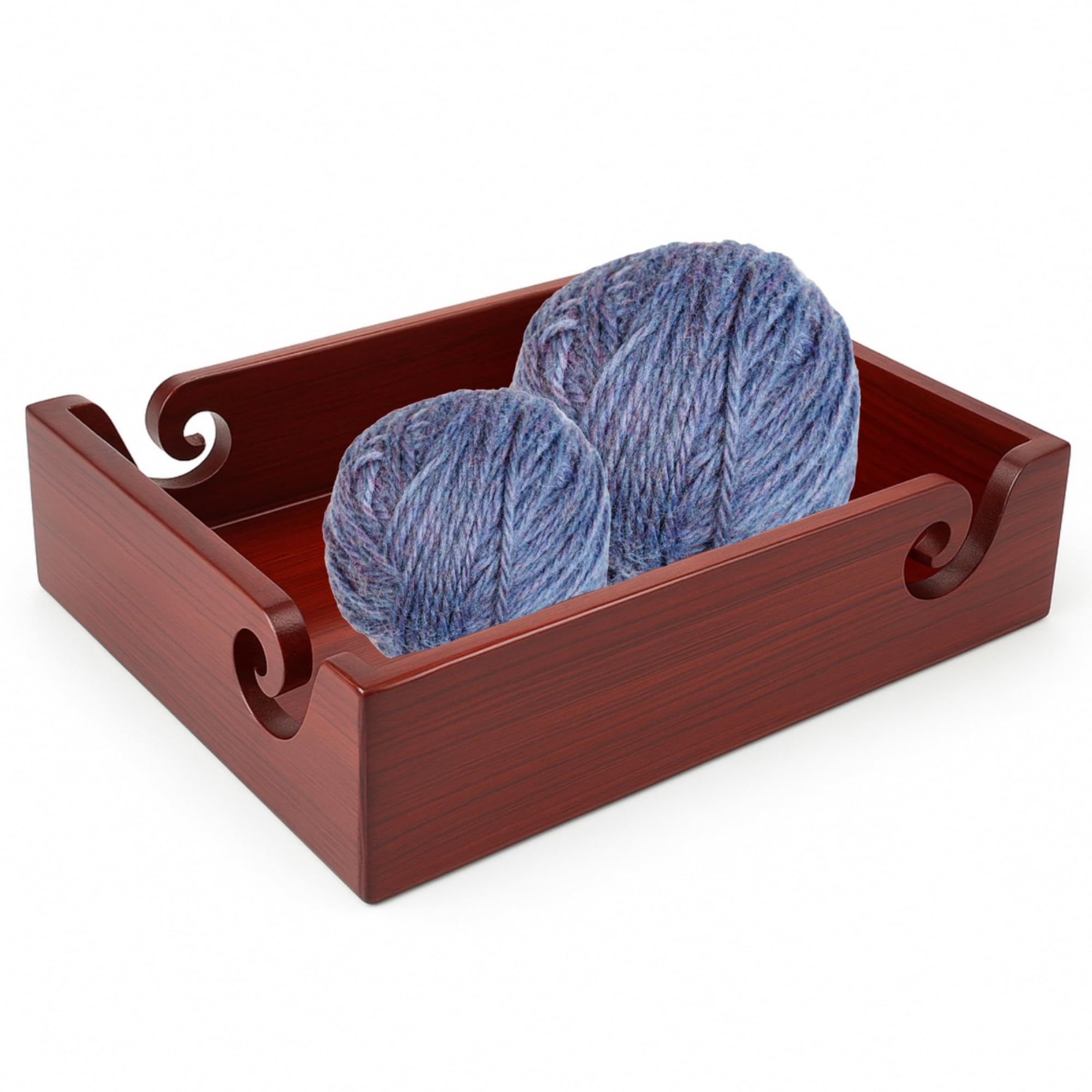 Hind Handicrafts Premium Solid Dark Handmade Crafted Wooden Portable Antique Yarn Storage Bowl Tray - Holder for Knitting Crochet Hook Accessories - Multipurpose Organiser