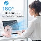 Lepwings Portable Mini Handheld Fan Rechargeable 4 Speeds Pink 16H view 3