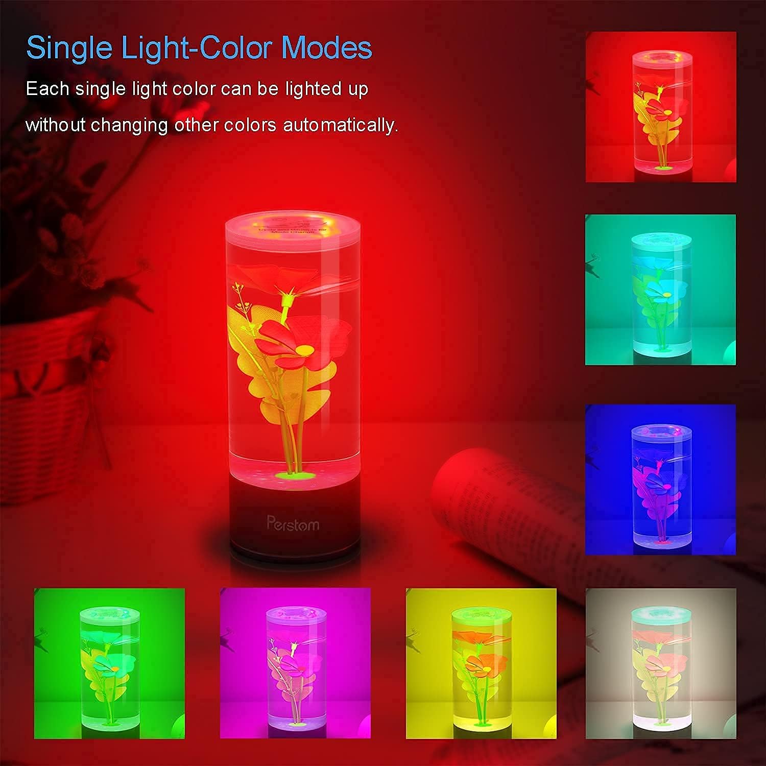Perstom Night Light for Adult, Ornamental Water Shade & Different Color Adjusted, Light Color More Saturated Softer Than RBG 256, Red Light - - 