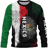 Mexico Eagle Long Sleeve T-Shirt Mexican Flag Tee 3D Printed Mexico Jersey Round Neck Long Sleeve Top Unisex