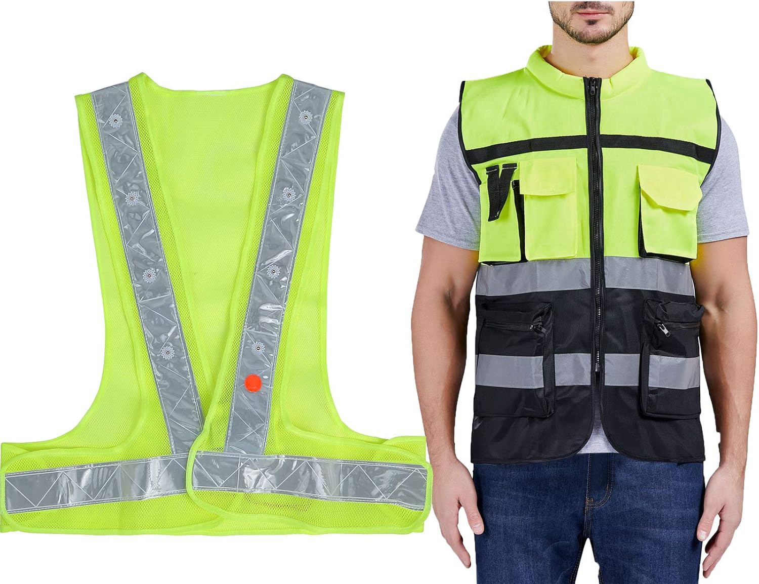 SULWZM LED Light Up Safety Vest&Fashionable Reflective Vest with Sweat