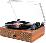 Udreamer Vinyl Record Player Turntable with Built-in Speakers 3 Speed Brown