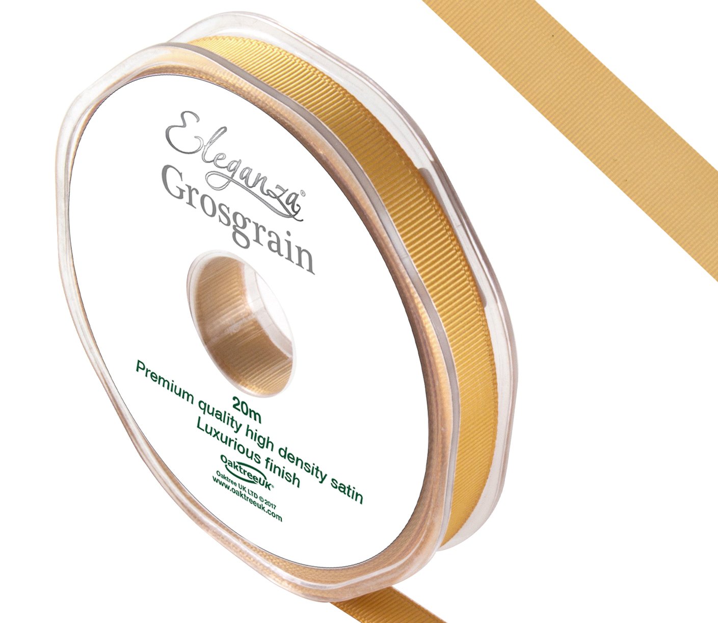 ELEGANZA Premium Quality Grosgrain Ribbon, Satin, Gold, 11 x 11 x 1 cm