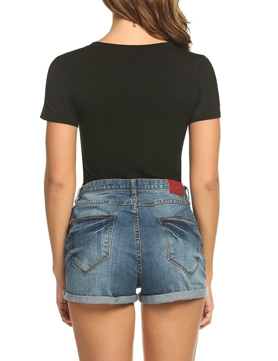 ECOLIVZIT Juniors V-Neck Short Sleeve T Shirt Casual Tees Tops LOVE Print