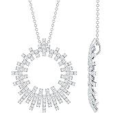Rosec Jewels Certified 1.14 Carat Moissanite Statement Necklace With Silver Chain, D-Vs1 Quality - Gift For Special Occasions