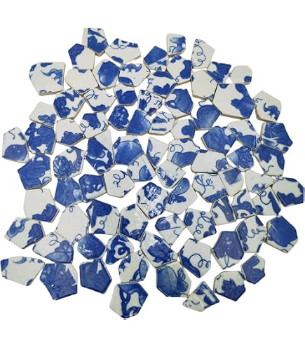 EDFLIFE Glazed Ceramic Mosaic Tiles – Mixed Color Flower Shapes For Crafts, Art Projects (1.1lb) - View #8