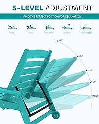 SERWALL Patio Chaise Lounge Chair, 5 Positions