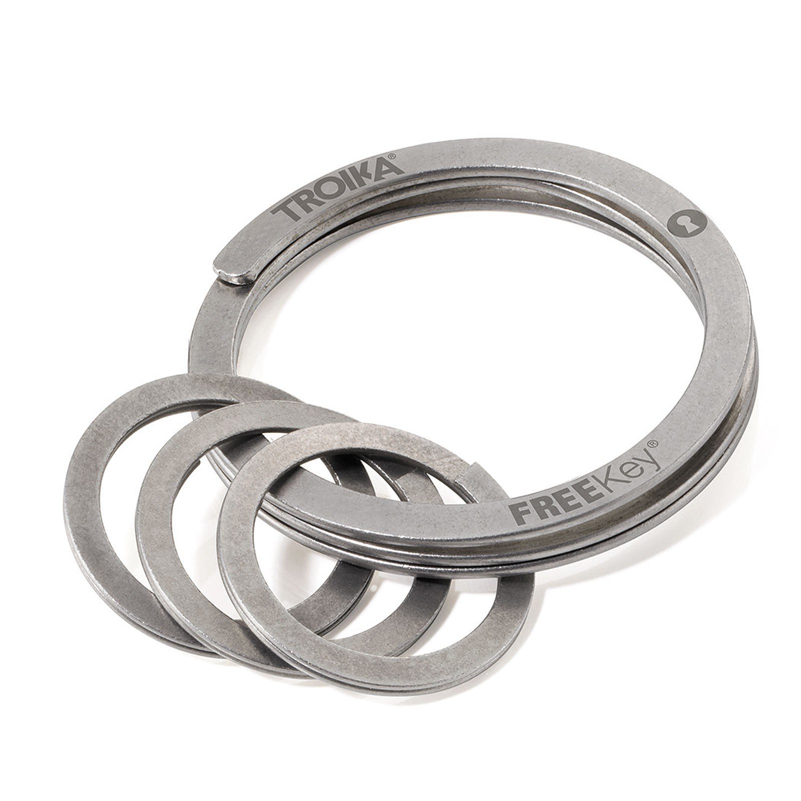 Troika Freekey® system – KR15-02/ST – keyring – patented Freekey® system – fingernail-friendly – 3 rings – stainless steel, stainless steel– matt – silver original