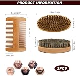 TakFree Beard Brush Comb Set for Men Wooden Boar Bristle Beard Grooming Kit view 7