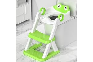 TuckInn Potty Training Seat, Toddler Toilet Seat for Little Boys Girls, 2-in-1 Potty Training Toilet with Step Stool Ladder Soft Cushioned Seat Splash Guard