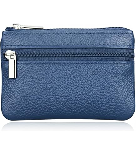 Genuine Leather Front ID Holder Coin Change Purse with Key Ring at