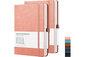 RETTACY Graph Grid Paper Notebook 2 Pack - Graph Paper Notebook with 384 Pages, Hardcover, 100 GSM Thick Graph Paper, 5.75'' × 8.38'' (Pink & Pink)