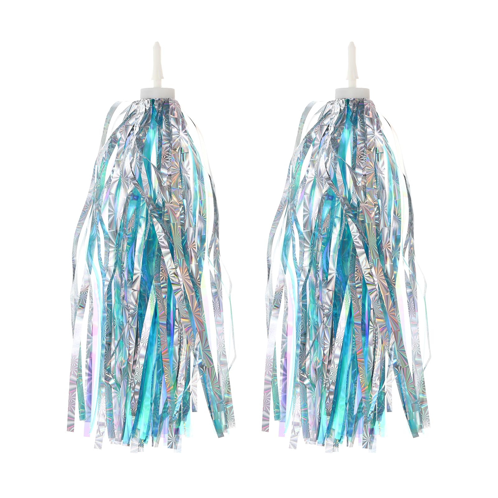 PATIKIL Bike Streamers, Colorful Scooter Handlebar Tassels Grips Ribbon Accessories Decorations for Girls Bicycle Tricycle Handles, Blue Silver