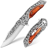 VALHALLA TREANT Pocket Knife, 3.6'' Sharp Blade Pocket Folding Knife, Cool EDC Knife with 3D Retro Embossed Pattern, Classic Pocket Knife For Men, Outdoor Camping Hiking
